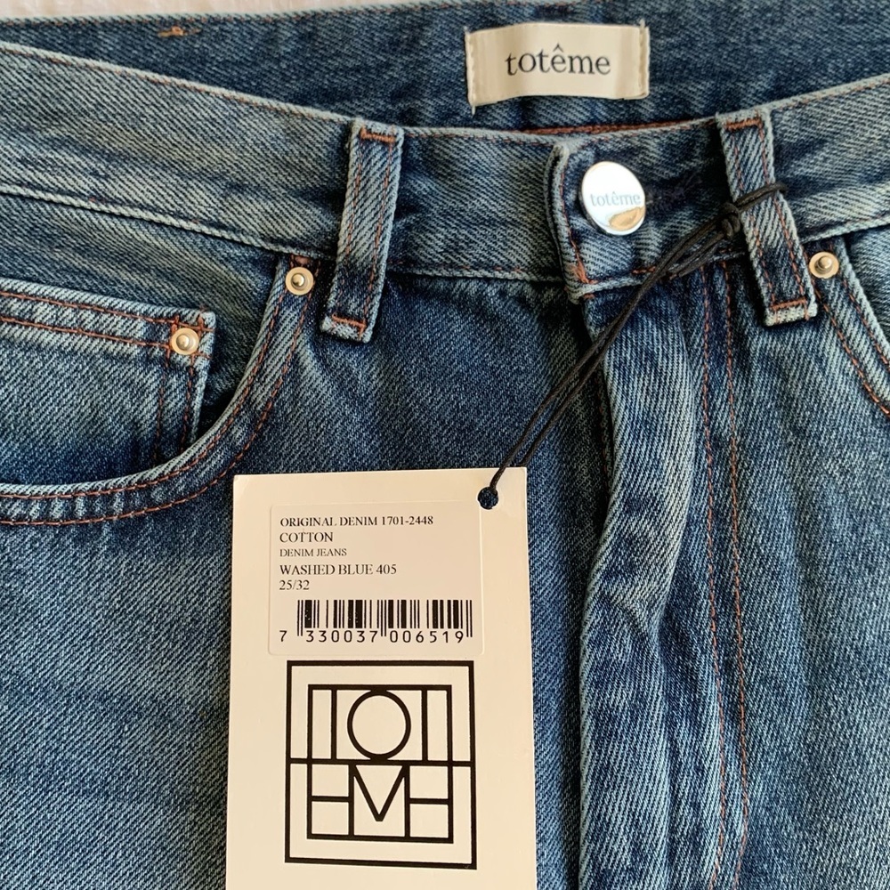 NWT Toteme Cropped High Rise Straight Leg Original Jeans Washed Blue 405 - Picture 7 of 13